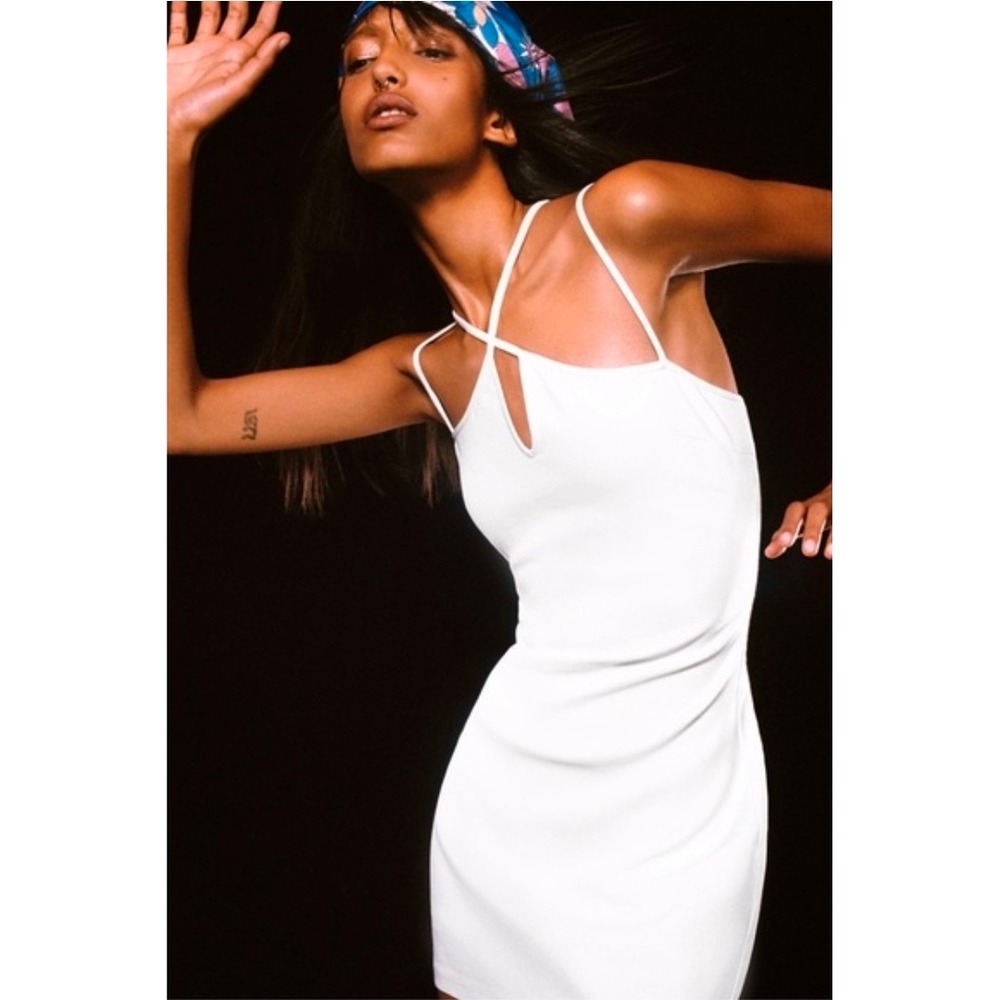 Zara Womens White Multi-Strap V-Neck Mini Dress 3394/362  Size M NWT